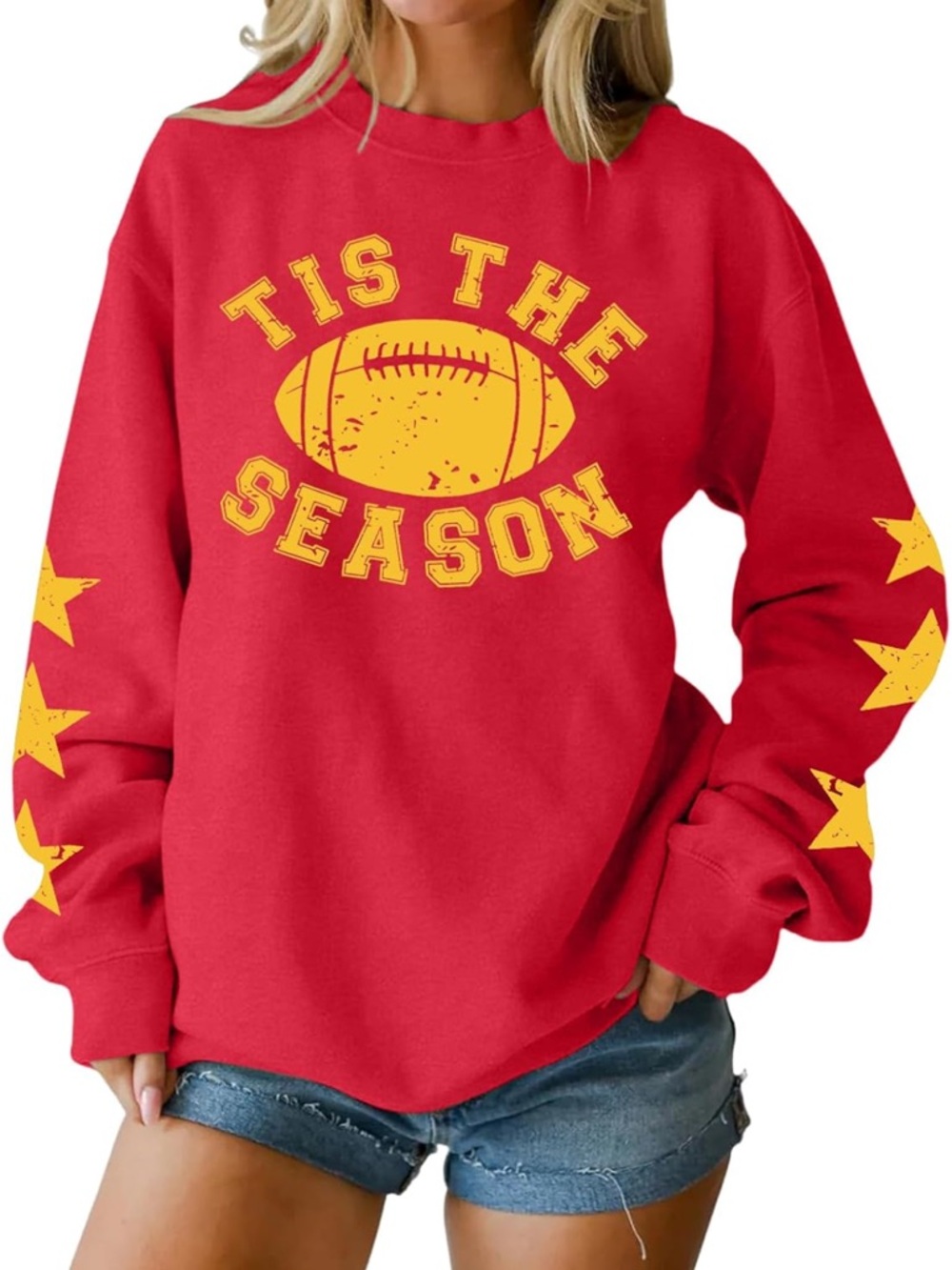 New Red Graphic 'Tis The Season' Football Sweatshirt